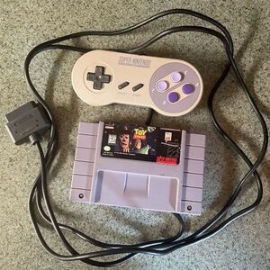Super Nintendo SNES Controller and Toy Story Game